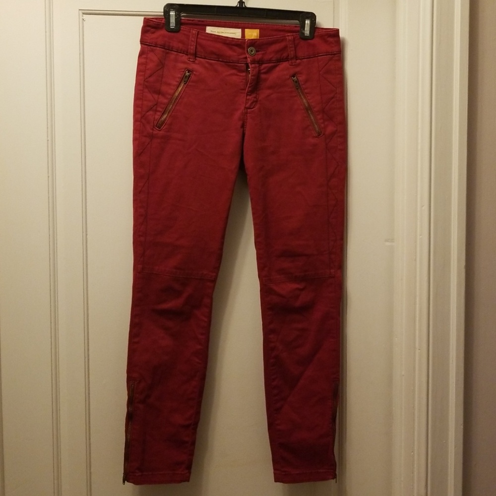Anthro Pilcro & The LetterPress Red Moto Skinnies